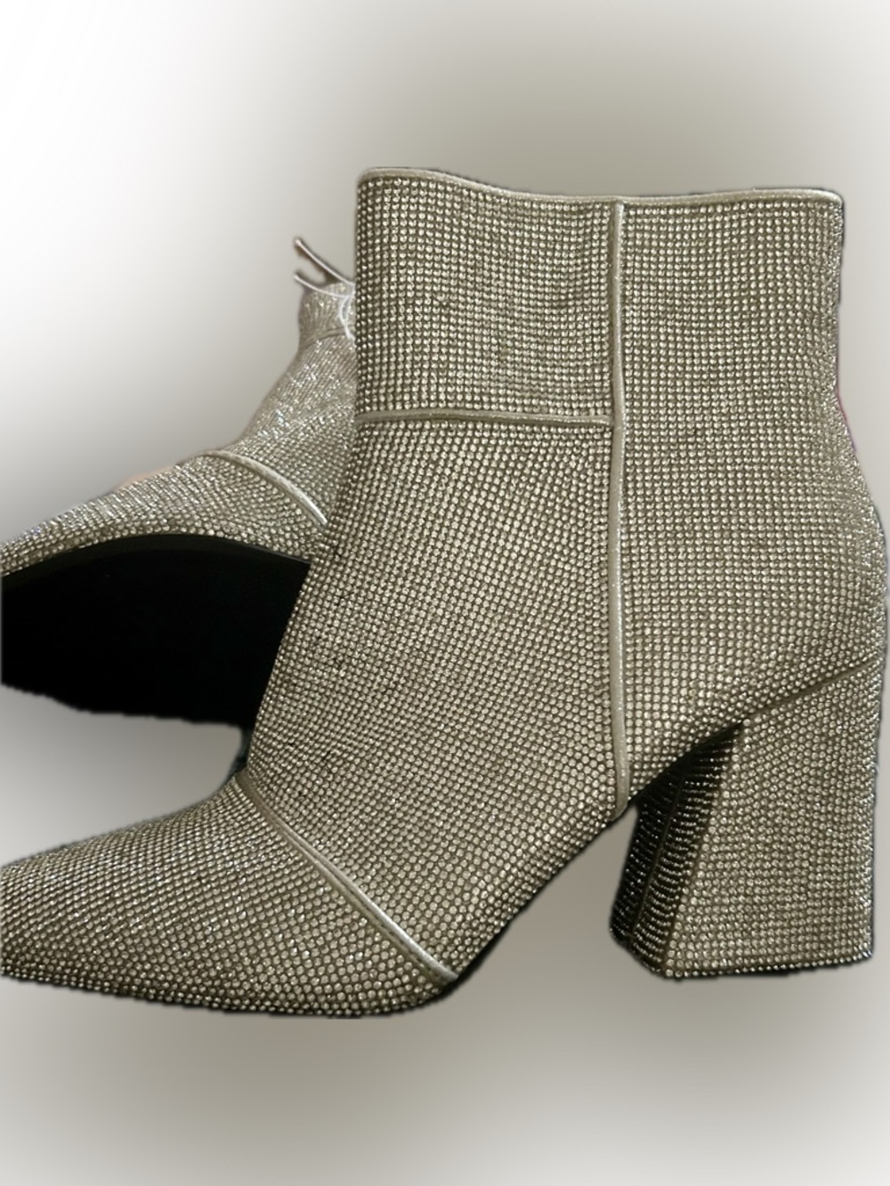 New Day Sparkly Ankle Boots Size 11 - Block Heel Pointed Toe Side Zip NWT